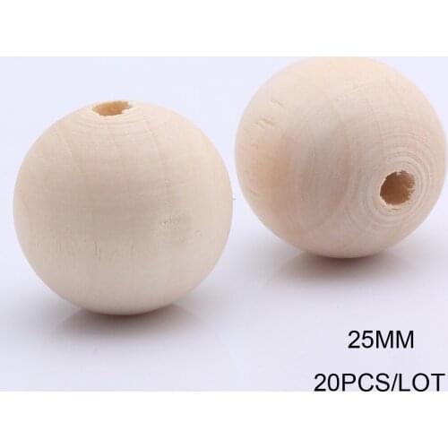 OlingArt 25MM 20pcs/lot Natural Wooden Round beads childrens toys Gift DIY crafts decor Accessories jewelry Making