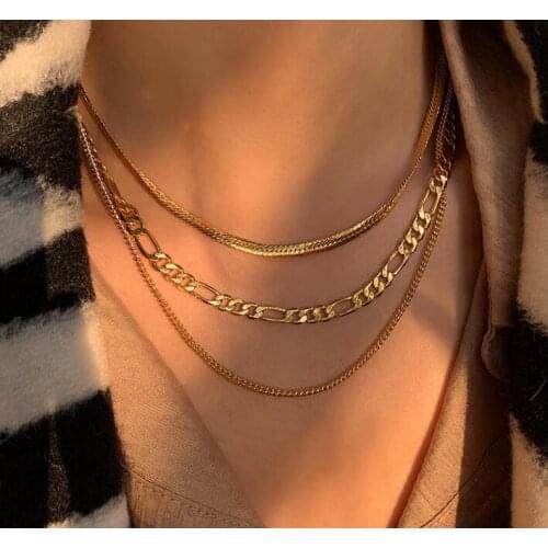 Brass With 18K Gold Layered Pave Chains Choker Necklace Wowen Jewelry Party Designer T Show Runway Gown Japan Korean Fashion