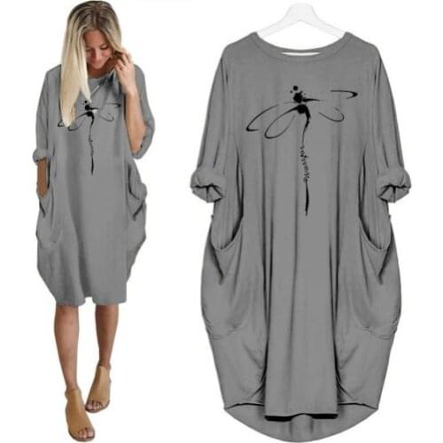 Fashion Dragonfly Suicide Dress for Women Long Loose Pockets Dresses Female Harajuku Streetwear Midi Dresses Plus Size Vestidos