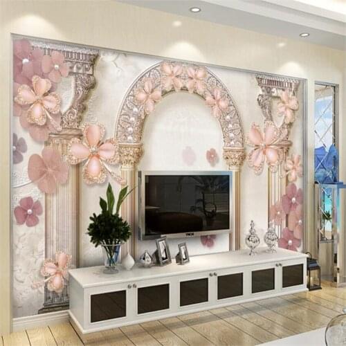 Custom wallpaper 3d stereo photo mural European pattern Roman column jewelry pearl TV sofa background wall painting 3d wallpaper