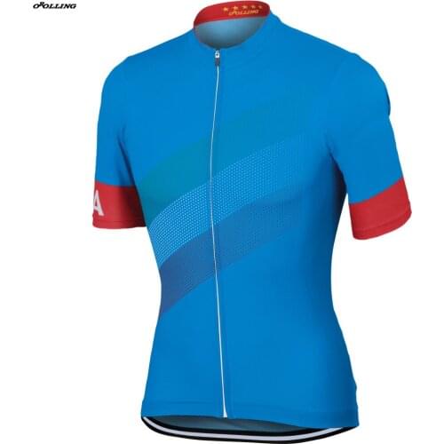 New 2018 Italia Flag Team Blue Cycling Jersey Customized Road Mountain Race Top Classical OROLLING