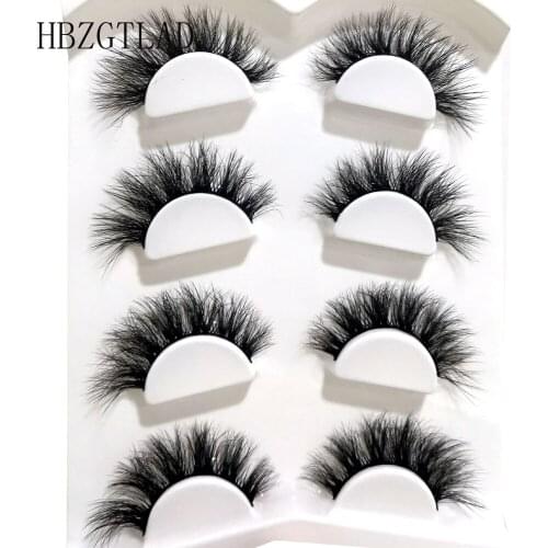 NEW 4 Pairs mink eyelashes 25mm lashes fluffy messy 3D mink lashes wholesale natural Long Thick false eyelashes extension