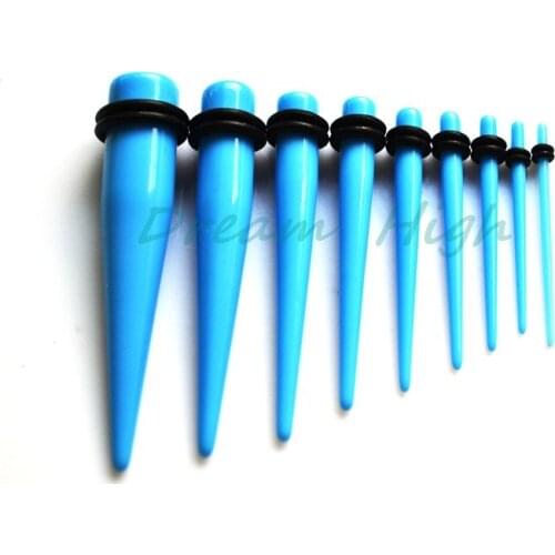 New Arrival Free Shipping Colour Ear Taper Stretcher Plug Earring Stretching Expander Expanding Kit Set 1.6-10mm Blue Body Jewel