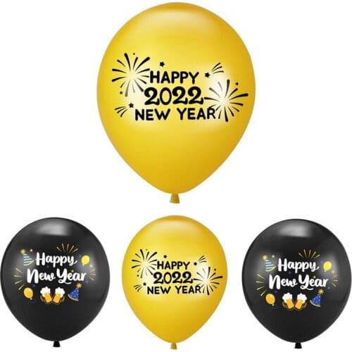New Balloons Christmas Decorations for Home New Year Happy New Year 2022 12inch Gold Black Latex
