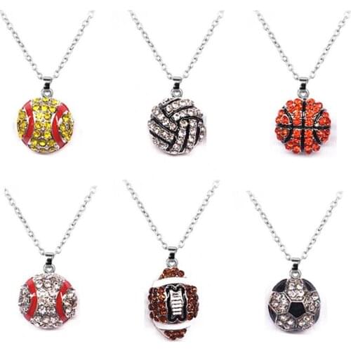 Softball Baseball Necklace Rhinestone Crystal Bling For Girls