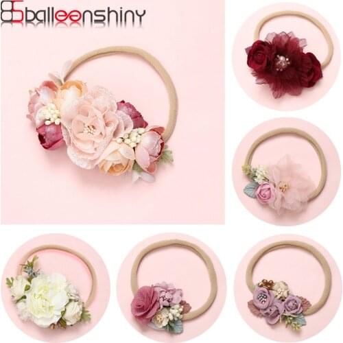 Balleenshiny Baby Headbands For Girls Handmade Bundle Nylon Elastic Hair Band Baby Hairband Headdress Newborn Hair Accessories