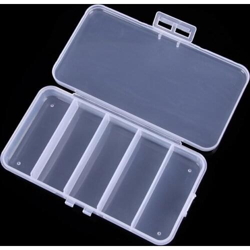 Transparent 5 Compartments Fishing Box High Strength Visible Plastic Box Fishing Tackle Box