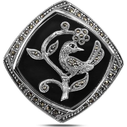 Silverlina Silver Natural Stone & Marcasite Brooch & Pendant