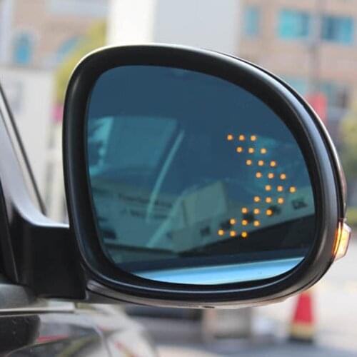 Multi-curvature blue wide angle led arrow turn signal heat defog side door rear view mirror for volkswagen tiguan exterior part