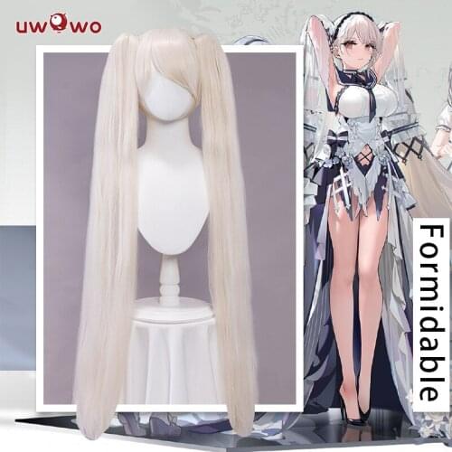 PRE-SALE UWOWO Game Azur Lane Timeless Classics Formidable Dress Cosplay Wig 100cm White Double Tail