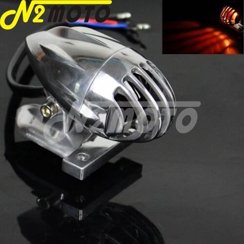 Motorcycle Rear Lamp Bird Case Slotted Finned Grille Brake Stop Light Taillight for Cafe Racer Hotrod Bobber Chopper Custom