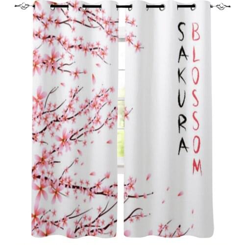 Pink Cherry Blossom Window Curtains for Living Room Home Decor Child Bedroom Kitchen Curtains Drapes