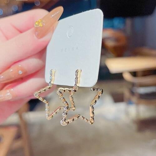 Hollow Out Geometry Star Earrings for Women Korean Trendy Stud Earrings Female Delicate Jewelry Girls Elegant Ear Studs Gifts