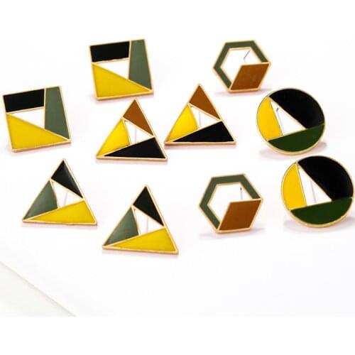 AENSOA Trendy 5 Style Color Stitching Metal Drop Earrings For Women Statement Geometric Earrings 2019 Fashion Jewelry Pendientes