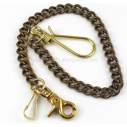 1 x Solid Brass Belt Hook Keychain Fob Clip Wallet Waist Chain With Lobster Snap Hook 19.3" (49cm)