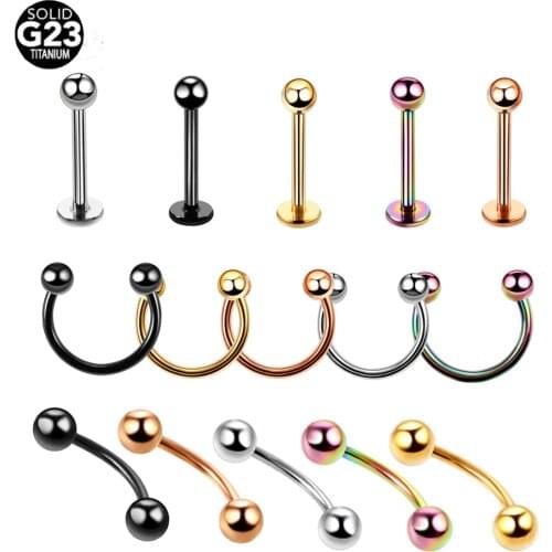 Swanjo 1PC G23 Titanium 16G Nose Rings Ear Piercing Labret Nose Lip Eyebrow Tongue Ear Piercings Captive Bead Ring Body Jewelry