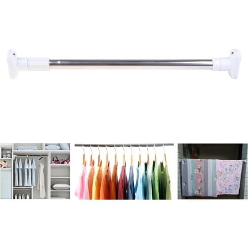 1 Pc Extendable Telescopic Rods Shower Curtain Poles Clothes Wardrobe Organizer Rack Multifunction Curtain Rod Holders for Home