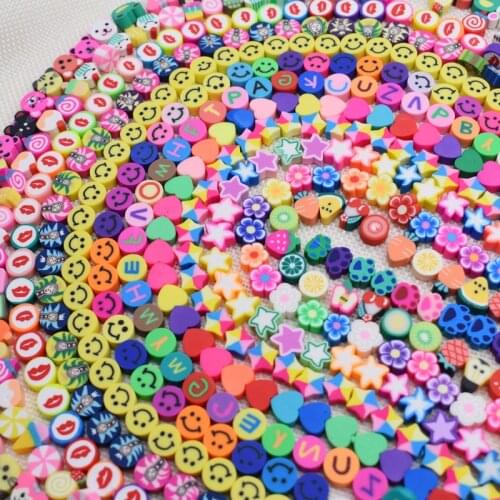 10mm DIY Jewelry Findings Clay Beads Fruits Heart Flower Beads Polymer Clay Beads For Jewelry Making DIY Bracelet Necklace 15"