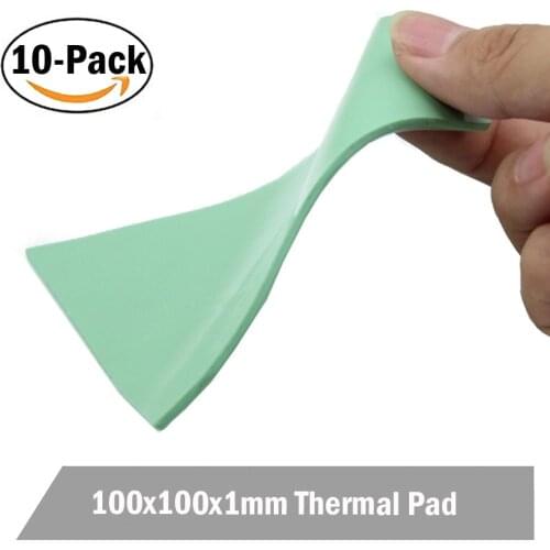 10 Pieces Gdstime 100x100x1mm Green Computer for Xbox360 PS GPU CPU VGA Heatsink Cooling Thermal Conductive Silicone Pad