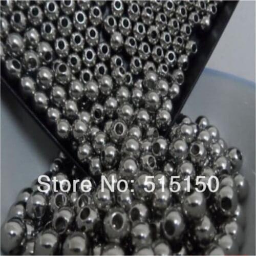 4mm/6mm/8mm Wholesale Shiny 100pcs Surgical Stainless Steel Loose Hole Beads Jewelry Finding Making In Bulk Silver Color