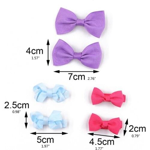 P31B 12 Pcs/Set Grosgrain Ribbon Bows Hairpins Cute Baby Girls Colorful Hair Clips