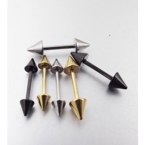 2 Piece Spike Arrow Stainless Steel Straight Barbell Rings Tragus Ear Piercing PA Nipple Ring Bar Lips Body Jewelry