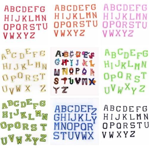 26PCs/lotion English Letters Patch Embroidered Iron-on Patch for Clothing English Alphabet Words Strips Badge Garment Accessory