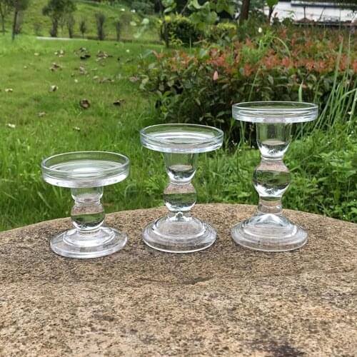 High Candlestick Transparent Glass Candle Holders Perfect Decoration Candlesticks