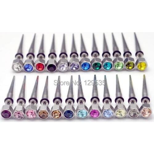 6mm width Black Plastics Circle Hexagon Austrian crystal titanium Cone Tip Unisex screw stud earrings 24 colors for choose
