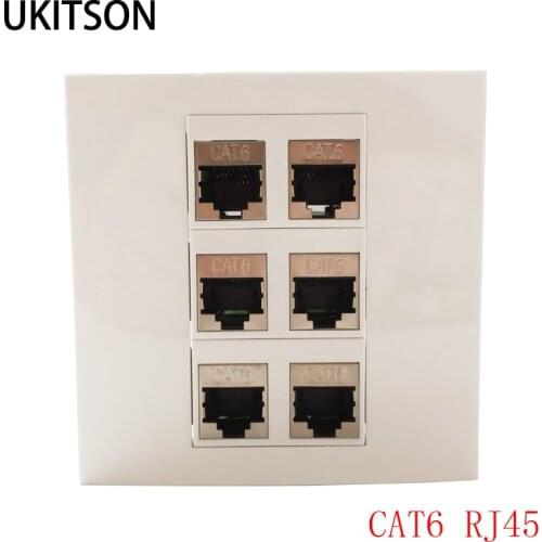 6 Ports Shield LAN CAT6 RJ45 Female To Female Connector Wall Panel For Computer Laptop Ethernet Adapter