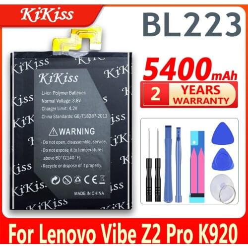 KiKiss 5400mAh BL223 BL-223 BL 223 Battery for Lenovo Vibe Z2 Pro K920 K80 K80M K7 Replacement Batteries Bateria + Gift Tools