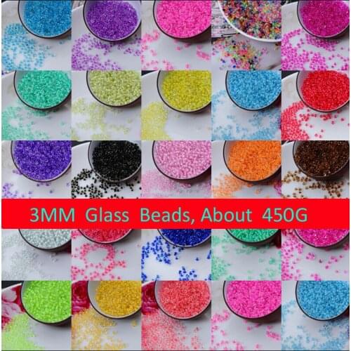 Free Shipping 450G 3mm Czech Seed Spacer Beads transparent beads murano glass beads for jewelry making DIY Pick 17 Colors