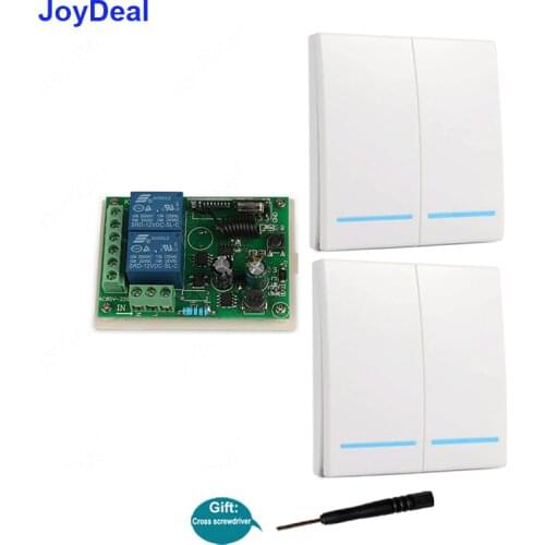 433 MHz 86 Wall Panel Wireless Remote Control Switch Transmitter and RF 2CH Receiver For AC 110V 220V Ceiling Lamp Light Control