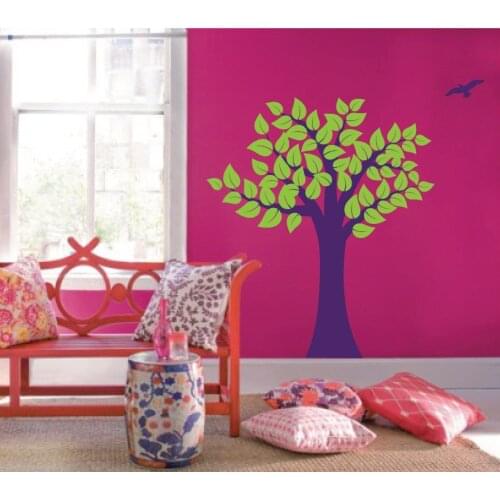 Large Wall Tree Nursery Decal Kids Girl Baby Room Nursery Wall Decor With Leaves and Birds Wall Art Poster Vinyl Murals A153