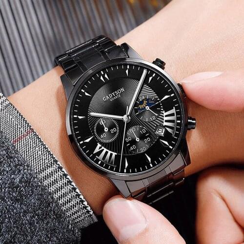 Mens fashion casual watch automatic black watch mens stainless steel business sports mechanical watch reloj
