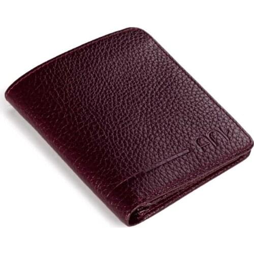 Genuine Leather Functional Trifold Classic Mens Wallet Burgundy