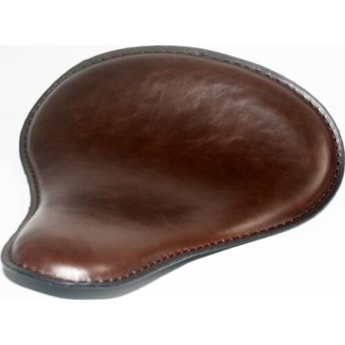 Brown Vintage Leather Solo Slim Seat Large for Harley Bobber Chopper Custom Honda Yamaha Suzuki