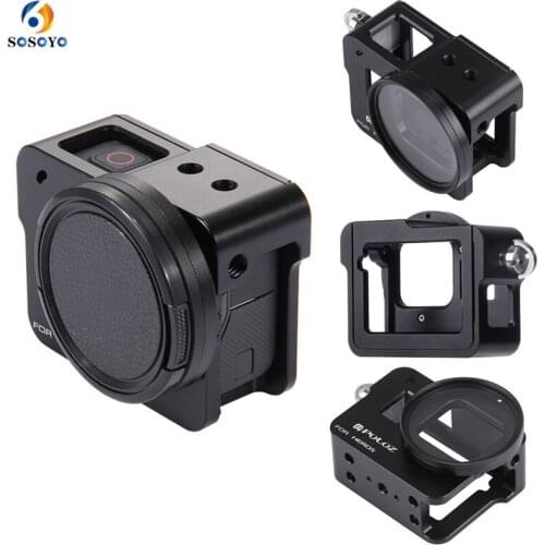 Metal Protective Cage Rugged Frame Housing Case 52mm UV Filter with Lens Cap and Lanyard For GoPro HERO6 5 Camera Accessories