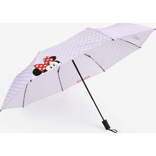 Disney Minnie Mickey Mouse Cute Umbrella Folding Three Fold Umbrella Anti-Ultraviolet Sun Umbrella Kids Umbrella birthday Gift
