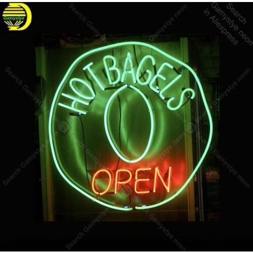 Neon Sign for Hot Bagels neon Light Sign Open Beer Pub Sign real glass Tubes Handcrafted Display Neon signs Fil Gas custom neon