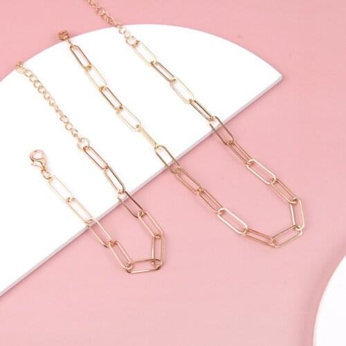 2021 Trend 2pcs Link Chain Necklaces For Women Girls Party Fashion Jewelry Gifts Simple Chain Choker Necklace