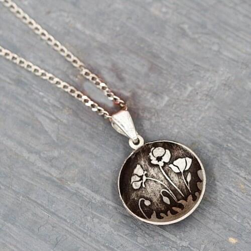 Poppies Necklace Delicate Nature Necklace Womens Necklace Gift For Her 12pcs