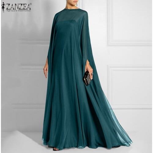 ZANZEA Vintage Women Maxi Long Dress Autumn Long Sleeve Party Sundress Casual O Neck Solid Loose Vestidos Robe Femme 2PC Kaftan
