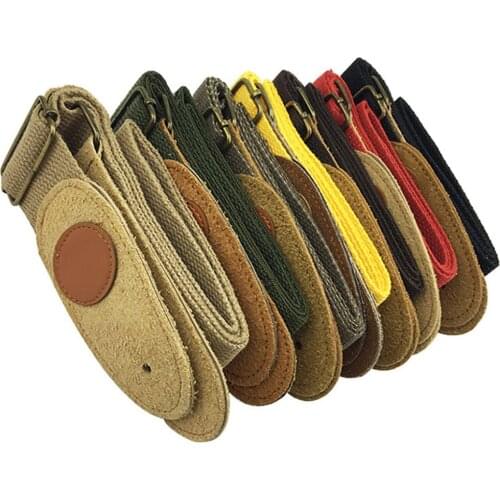 95cm-155cm Universal Guitar Strap Adjustable Nylon Guitar Belt with Canvas Faux Leather Ends for Folk Wooden Classical Guitar
