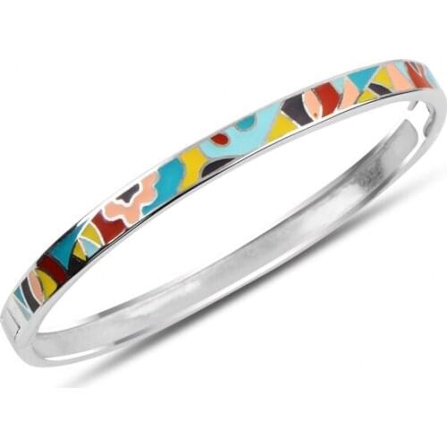 Silverlina Silver Colorful Cabochons Bracelet