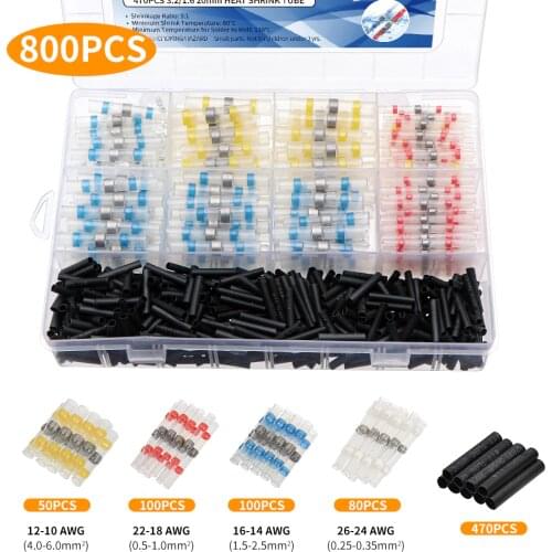 50/100/800pcs Solder Seal Wire Connectors Waterproof Connector Heat Shrink Tube Connectors Insulated Wire Terminals Automotive