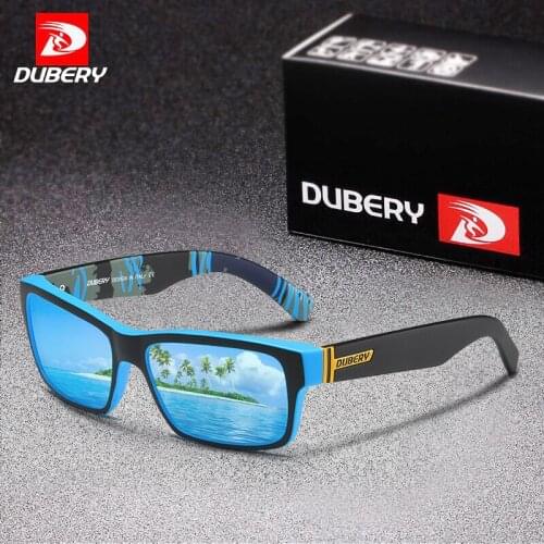 DUBERY Rectangular Polarized Sunglasses for Men Shockingly Colors UV400 Mirror Sun Glasses Men Outdoor Driving Male Oculos C89