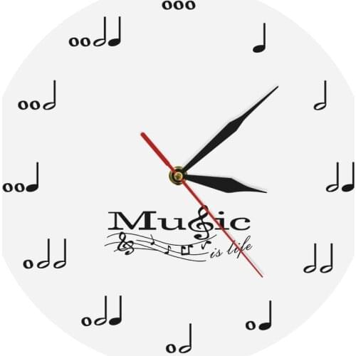 Modern Musical Notes Wall Clock Music is Life Wall Watches Acrylic Clock Music Theme Design Wall Decor For Living Room Best Gift