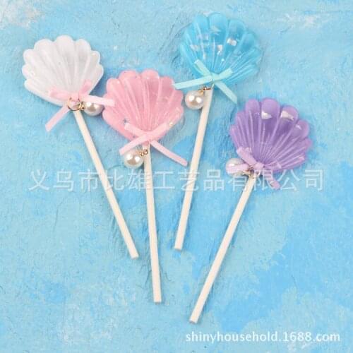 1PC Colorful Shell Cake Topper Happy Birthday Decoration Little Mermaid Theme Party Cupcake Topper Under the Sea Party Supplies