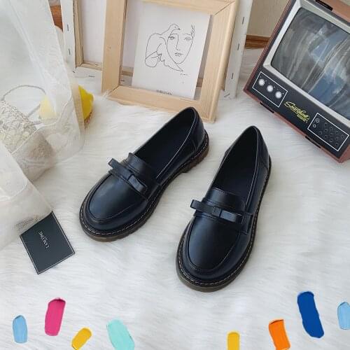 Small leather shoes female students Korean version of a pedal wild retro British style jk uniform shoes Lolita Japanese loafers
